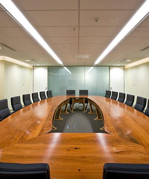 Boardroom Table in solid red gum and silver ash.