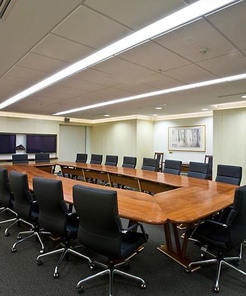 ANU School of Business and Economics Boardroom Table in solid red gum and silver ash
