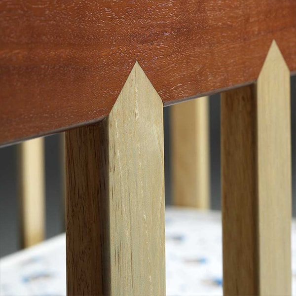 Birds beak cot in red gum and silver ash