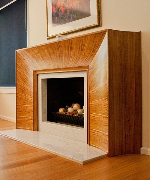 Fireplace in highly figured Otways blackwood