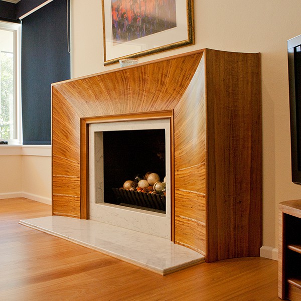 Fireplace in highly figured Otways blackwood