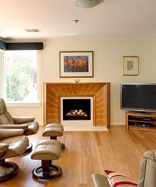 Fireplace in highly figured Otways blackwood