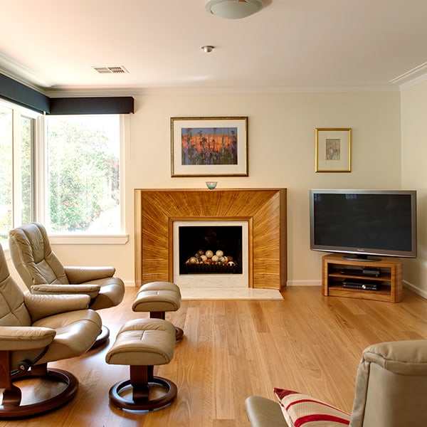 Fireplace in highly figured Otways blackwood