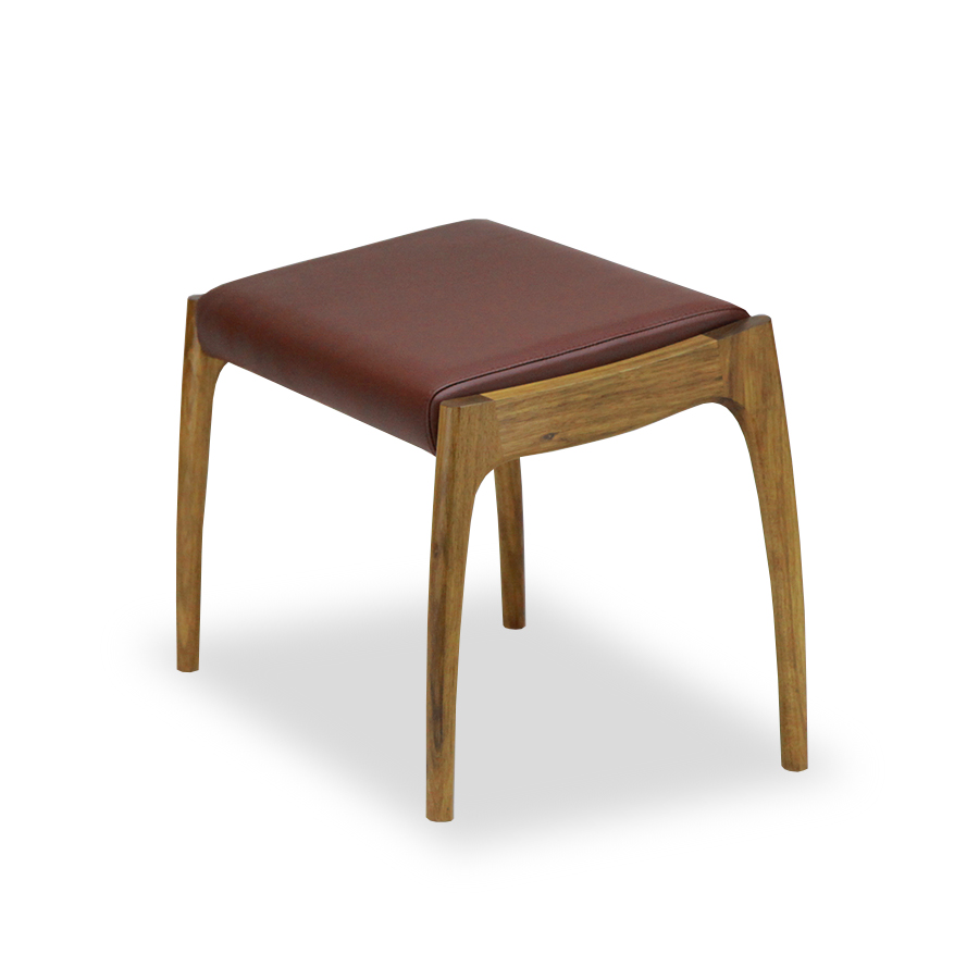 Werriwa low stool in blackwood with leather
