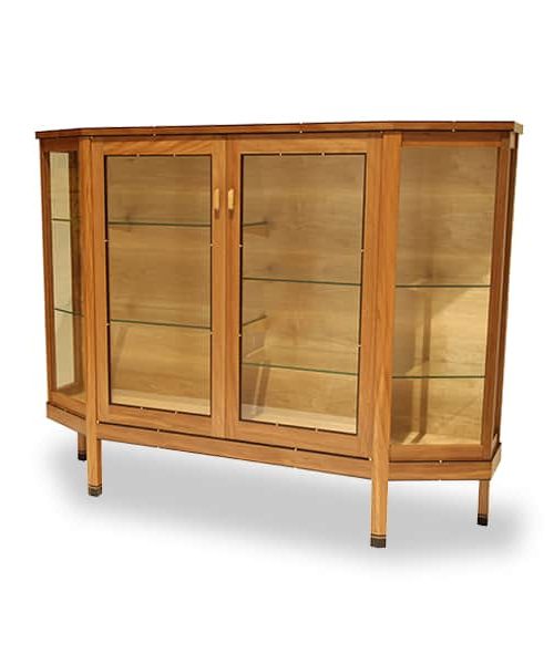The Linda Display Cabinet in brush box, Australian ebony and rock maple featuring Arch handles