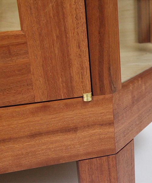Mandy's display cabinet in red gum and rock maple