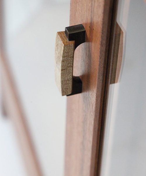 Mandy's display cabinet in red gum and rock maple