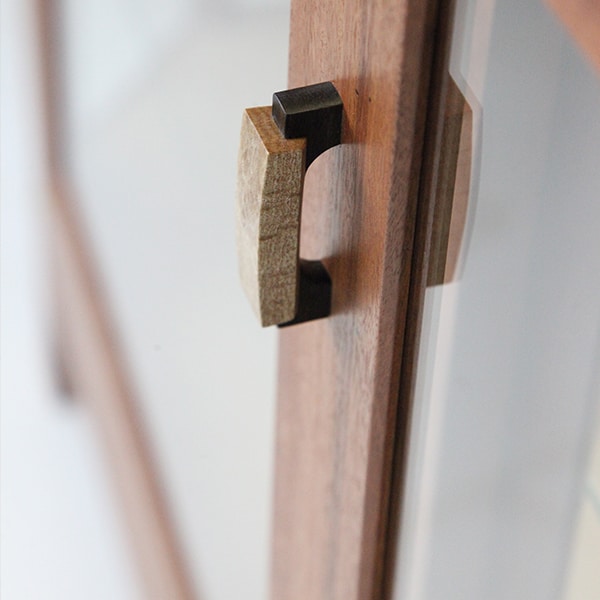 Mandy's display cabinet in red gum and rock maple