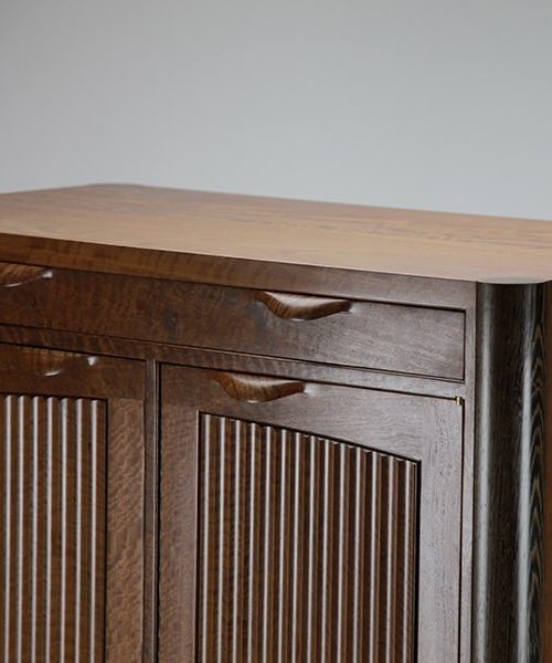 Riverstones 2 Cabinet in highly figured river red gum, wenge and rock maple