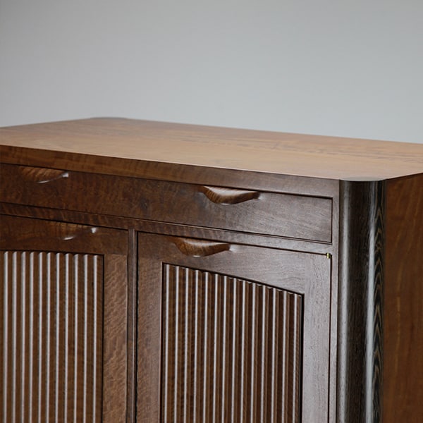 Riverstones 2 Cabinet in highly figured river red gum, wenge and rock maple