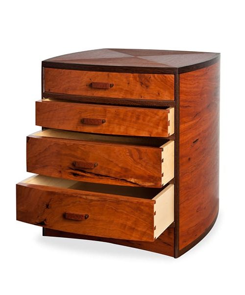 Walliga Bedside Table in red gum and wenge