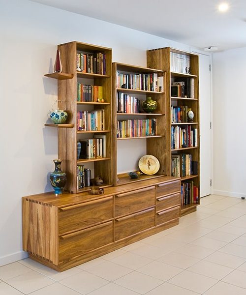 book case and storage in blackwood
