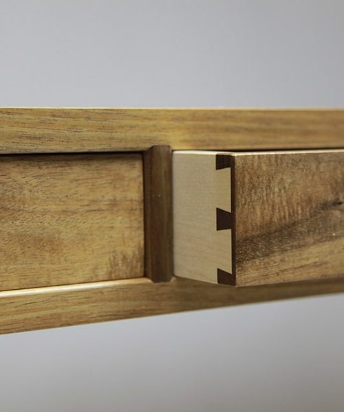 The Gundaroo desk in blackwood, rock maple and silky oak