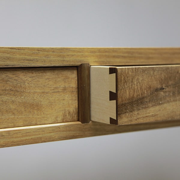 The Gundaroo desk in blackwood, rock maple and silky oak