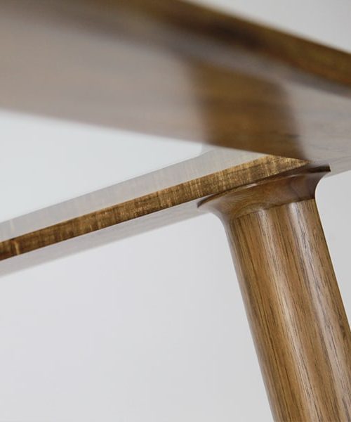 Detail of the Glass Watershed Coffee Table in Blackwood