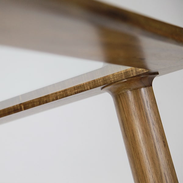 Detail of the Glass Watershed Coffee Table in Blackwood