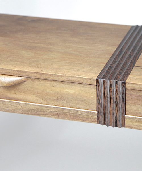 Mutawintji side table in raindrop blackwood, wenge and rock maple