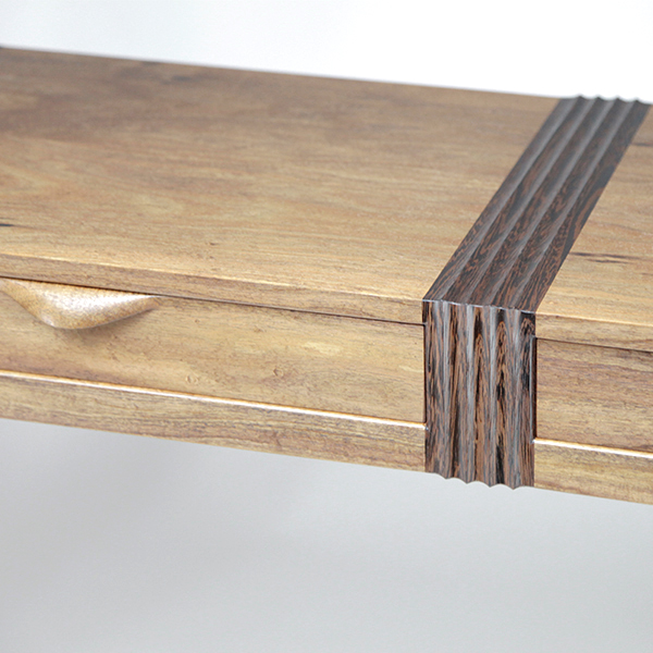 Mutawintji side table in raindrop blackwood, wenge and rock maple