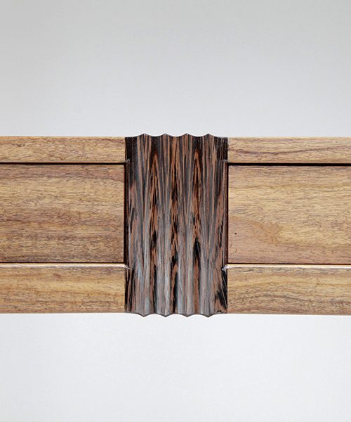 Mutawintji side table in raindrop blackwood, wenge and rock maple