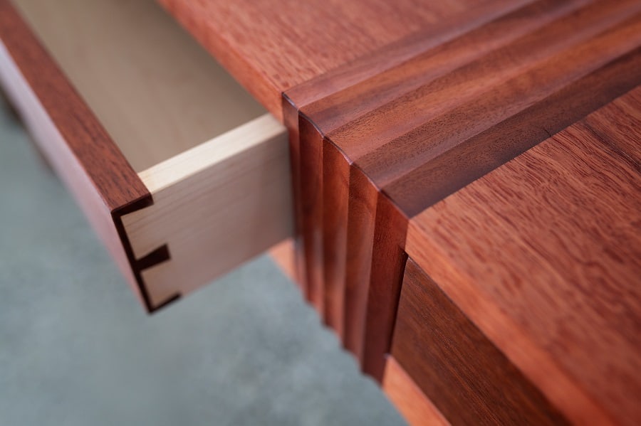 Mutawintji side table in jarrah, red gum and rock maple