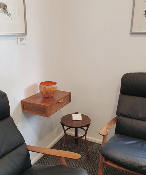 Nungar Wall Mounted Drawer in blackwood and Huon Pine