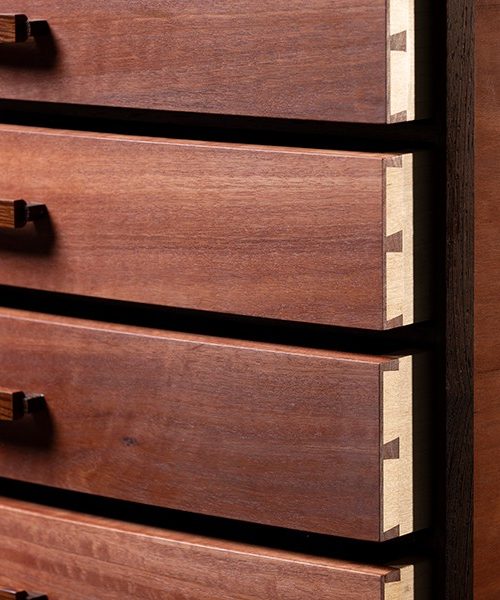 Walliga 2 cabinet in redgum, wenge, rock maple and she oak