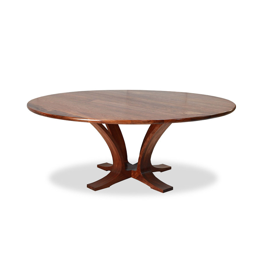 Round blackwood bespoke handmade custom solid timber Australian made 8 seat dining table.