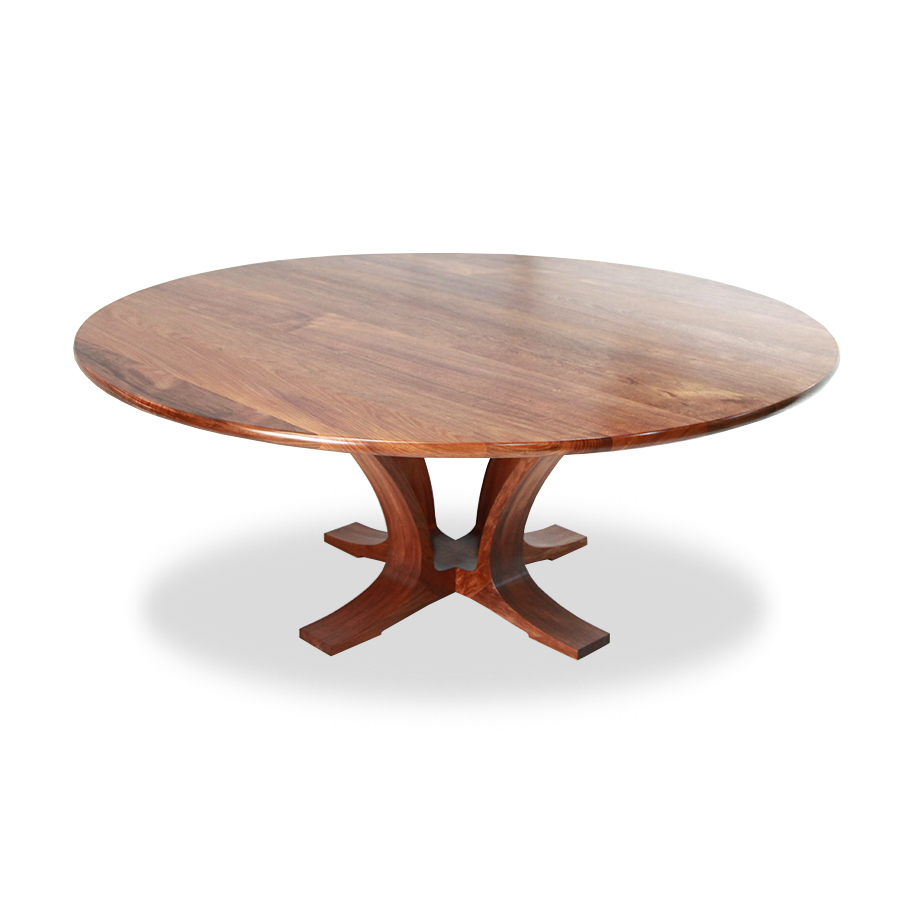 Round blackwood bespoke handmade custom solid timber Australian made 8 seat dining table.