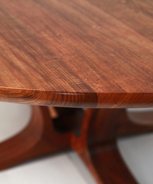 Round blackwood bespoke handmade custom solid timber Australian made 8 seat dining table.