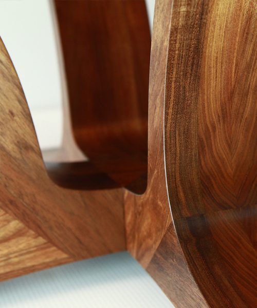 Round blackwood bespoke handmade custom solid timber Australian made 8 seat dining table.