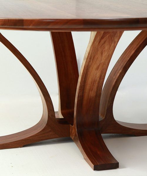 Round blackwood bespoke handmade custom solid timber Australian made 8 seat dining table.