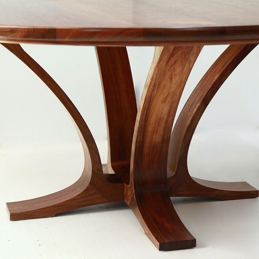 Round blackwood bespoke handmade custom solid timber Australian made 8 seat dining table.