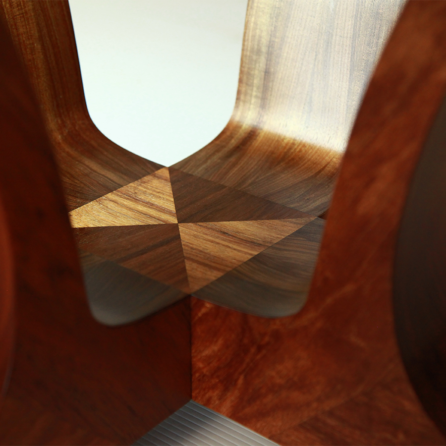 Round blackwood bespoke handmade custom solid timber Australian made 8 seat dining table.