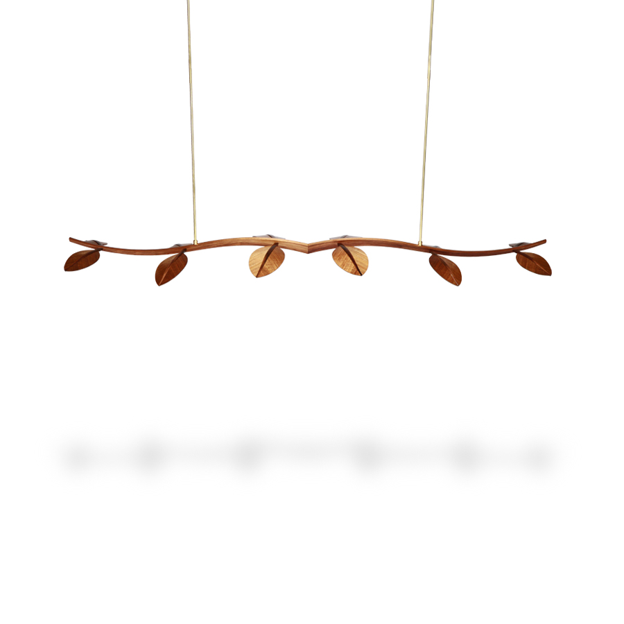 An LED hanging light in blackwood designed and made by the team at Dunstone Design.