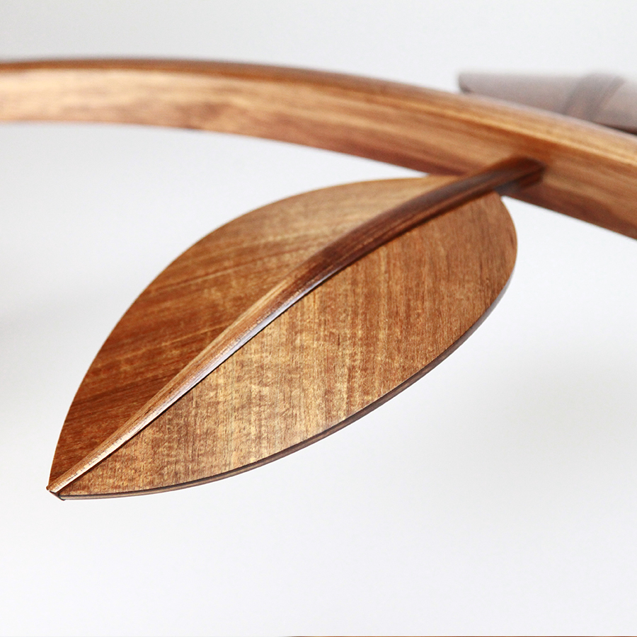 An LED hanging light in blackwood designed and made by the team at Dunstone Design.