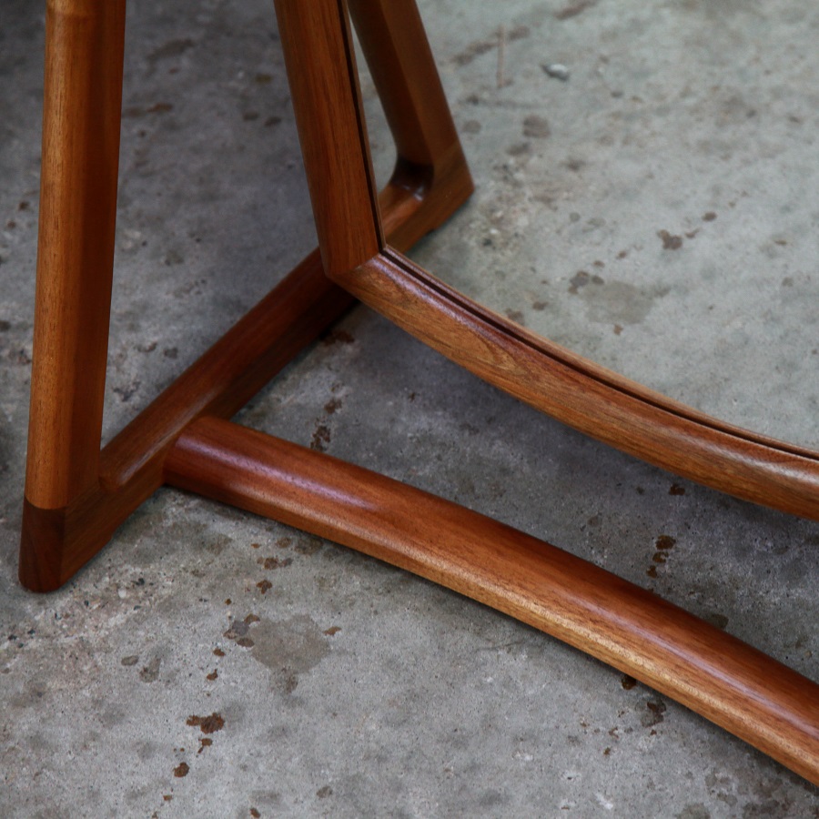 A cheval style mirror designed for Australian homes and crafted from native timbers.