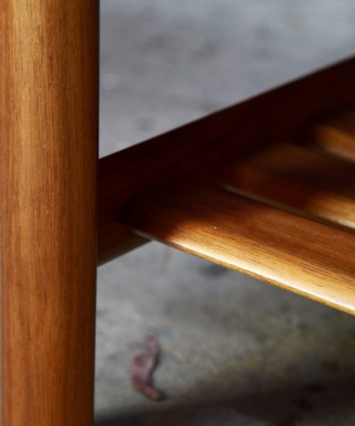 A coffee table with magazine shelf designed for Australian homes and crafted from native timbers.
