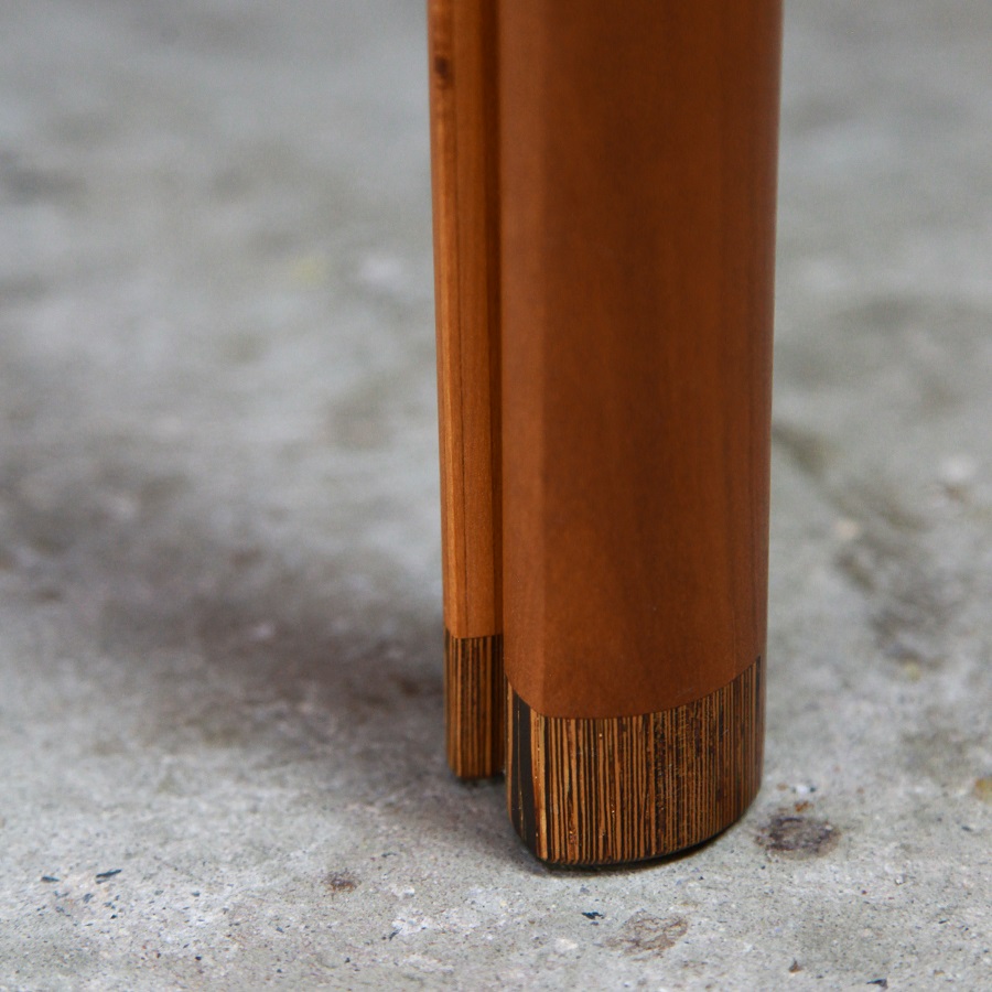 A corner table designed for Australian homes made from native timbers.
