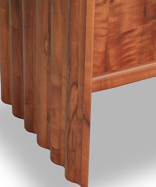Detail of the Corrugated Desk in fumed myrtle