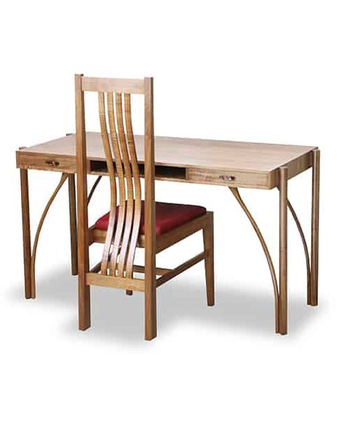 The Kingston desk in highly figured blackwood with matching Fallingwater chair