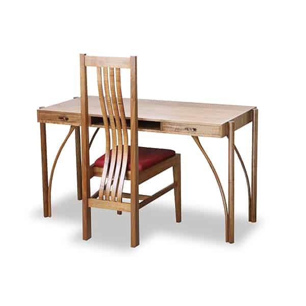 The Kingston desk in highly figured blackwood with matching Fallingwater chair