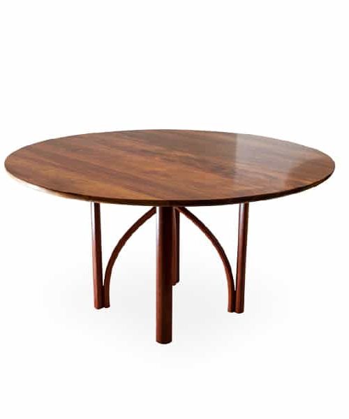 Arc round dining table in blackwood and jarrah