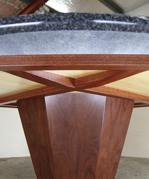 Granite stone dining table with lazy susan